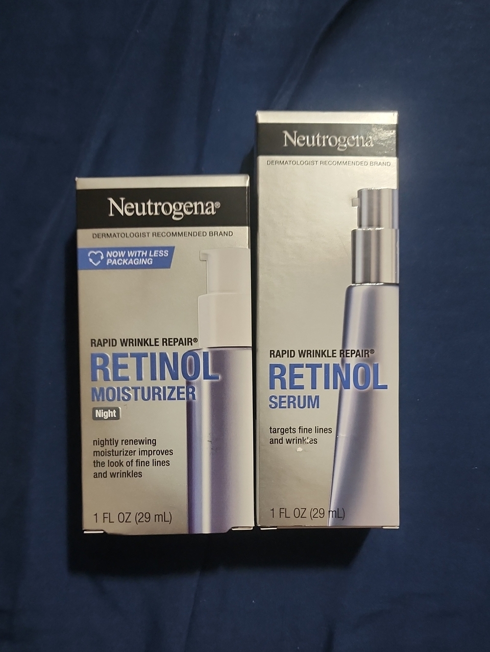 2 new Neutrogena Retinol Moisturizer & Serum Duo in Silver and White
